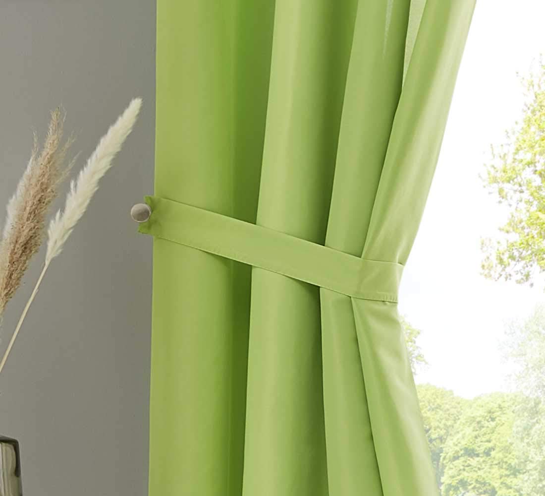 Gardinenbox 2er Set Vorhänge Schal Ösen »Berlin« HxB 245x140 cm Apfelgrün Blickdicht Microsatin Lichtdurchlässig Uni Matt, 20405N2