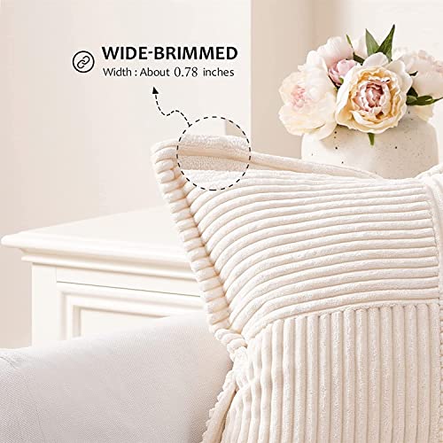 Topfinel Cream Cushion Covers 40cm x 40cm,Scatter Autumn Decorative Fluffy Pillows Cases,Cushions Cover 16x16 inches with Invisible Zipper for Sofa Bed Livingroom Bedroom,Pack of 2 - Image 3