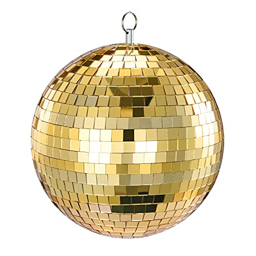 Mirror Ball, Nulink 6" Gold Disco Dj Dance Decorative Stage Lightning Ball With Hanging Ring #TOP11