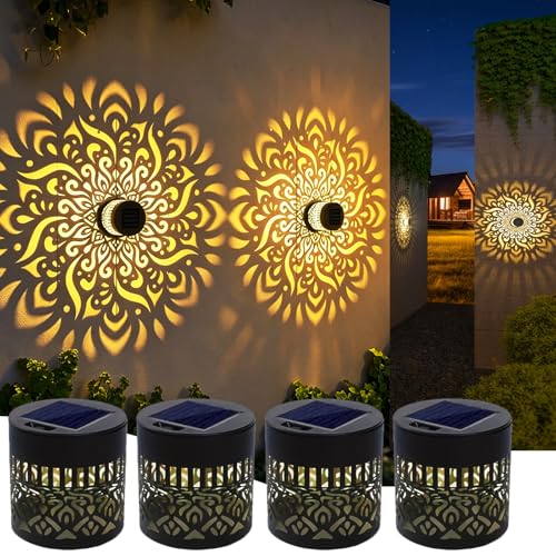 Lanterne Solaire Mandala, Métal LED Nomade Etanche Exterieur a Suspendre Lampe Solaire Exterieur a Poser, Ampoule Solaire Exterieur pour Jardin Terrasse Deco...