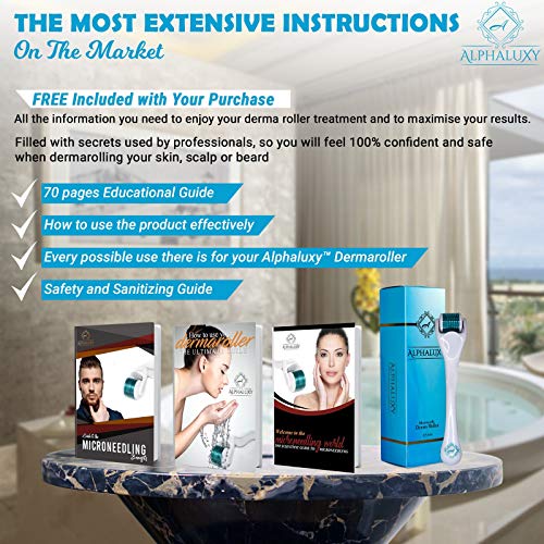 Derma Roller For Acne Scars, Hair Loss Treatment & Beard Growth - Microneedle Roller For Face 540 Titanium Micro Needles - Microdermabrasion Tool Storage Case Included #TOP2