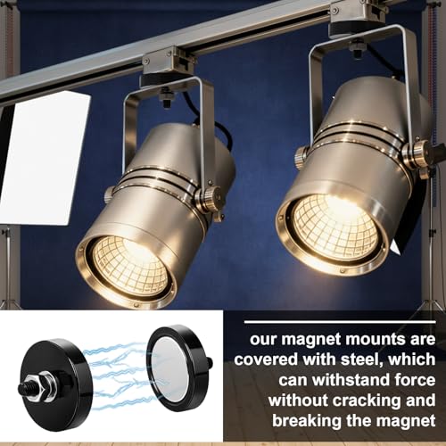 Image of Flutesan 4 Pieces Heavy Duty Round Mounting Magnet with Bolt 1.89in-240lb-m8 Black with Male Thread Stud Strong Earth Magnet Super Powerful for Lighting Camera Brackets License Plate