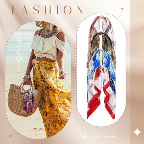 Hicarer 12 Pcs 35 Inch Satin Head Scarf Square Silk Like Neck Scarf Large Hair Scarf Silk Lightweight Hair Wrapping for Women4