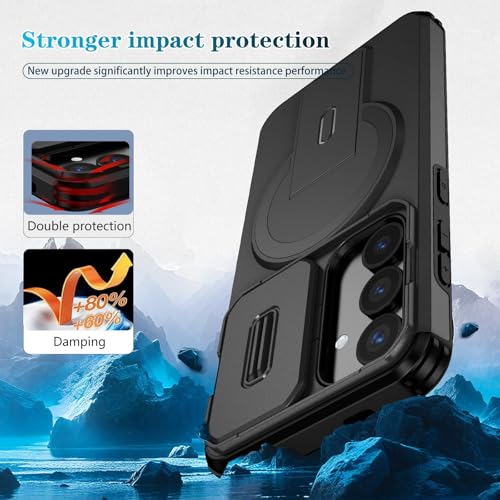 Image of ShieldTech MagStand Series Case for Samsung Galaxy S24 5G, Mobile Phone Cover with Sliding Camera Shield, Mag-Safe, Kickstand, Shockproof for Samsung Galaxy S24 5G - Black