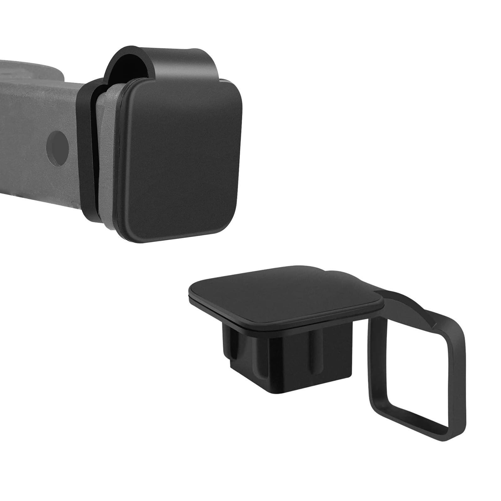 1 PC Auto Tow Trailer Seal Cap, 3.15" x 3.05" Square End Plug Plug Protector, Universal for 2" Trailer Receiver Tube, Product Compatible with Cars, Trucks, Vans, SUVs, Trailers (Black)
