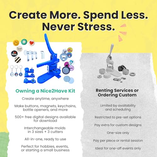 Button Maker Machine – Multiple Size Molds– Pin Maker Machine Kit w/ 500 Buttons, 15 Fridge Magnets, 15 Bottle Openers, 15 Keychain Buttons, Cutters & 500+ Button Designs for DIY Crafts