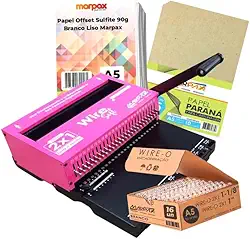 Kit Encadernadora Wire Soft Rosa Iniciante Marpax