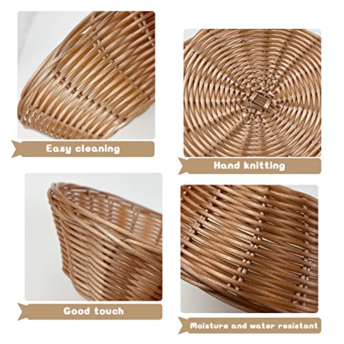 10 Pack Plastic Round Basket,Woven Bread Baskets Small Gift Baskets Food Storage Basket Fruit Basket For Kitchen Restaurant Centerpiece Display Christmas Gifts #TOP6