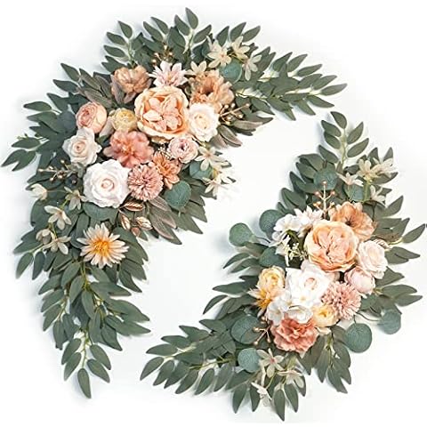 WEIERYUE Artificial Wedding Arch Flowers Kit(Pack of 2) for Wedding Arch, Bridal Shower, Ceremony and Reception Backdrop Decoration (Coral Pink) Cover