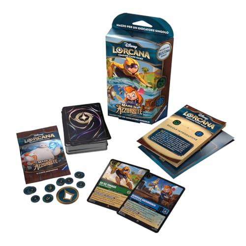 - Disney Lorcana TCG: Mare di Azzurrite Starter Deck Smeraldo & Zaffiro 60 Carte da Gioco Collezionabili Adulti e Bambini Edizione in Italiano