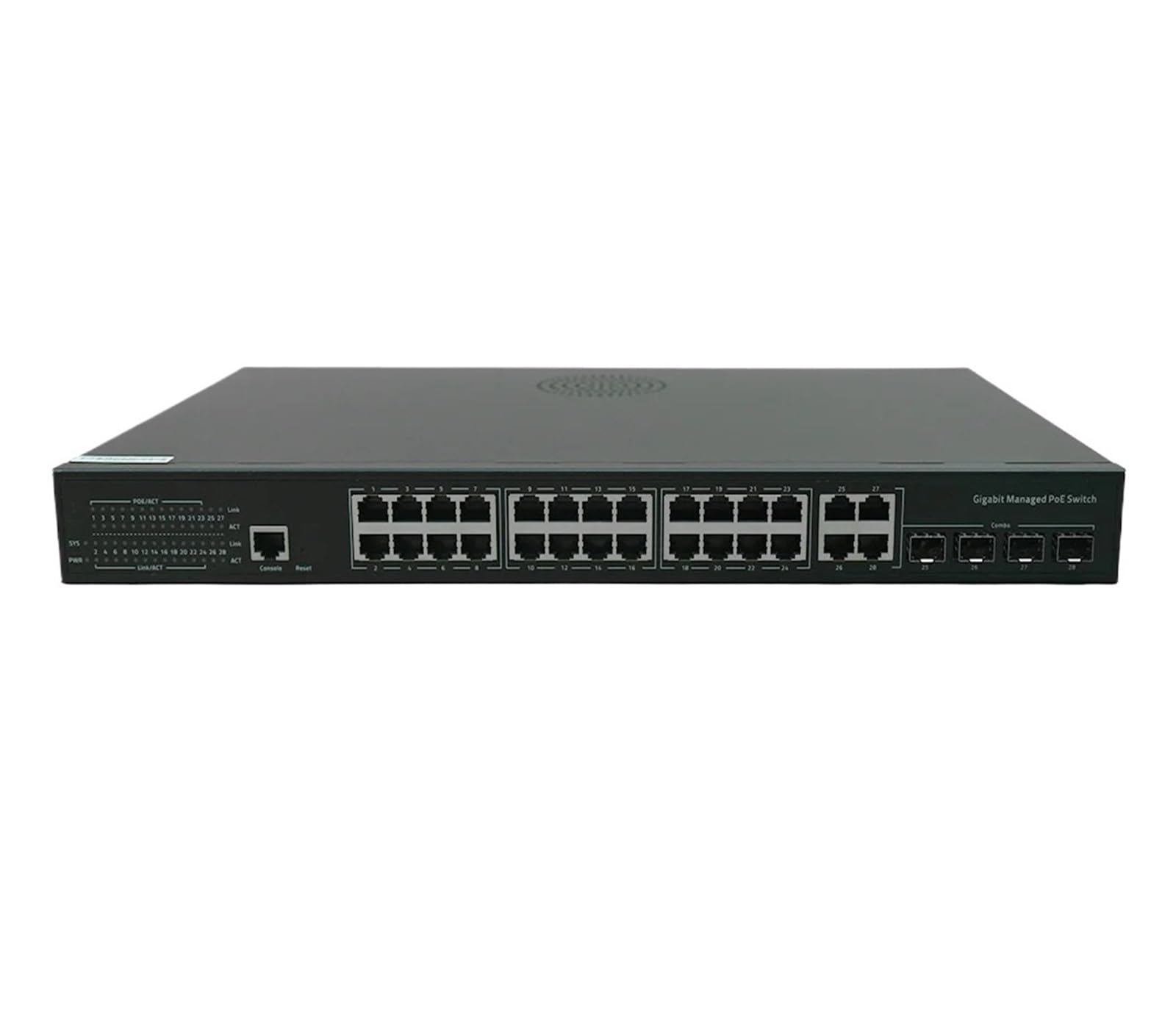 L2 Managed Gigabit POE Switch Hub 24 porty 4 łącza Uplinks 4 SFP 10/100/1000Mbps 52V 400W AP 802.3AT AF
