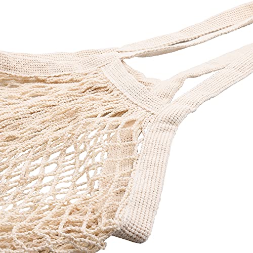 2-Pack-Premium-Mesh-Grocery-Bags-Reusable-Produce-Bags-Long-Handle-Net-Tote-Bags-100-Cotton-String-Bags-Fruit-and-Vegetable-Bags-Beige-PortableWashableDurable
