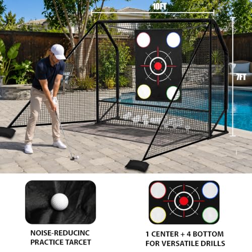 Golf Practice Hitting Net for Backyard Driving Real Balls 10x7ft with Side Barriers, Heavy-Duty Steel Frame Golf Net with Target Cloth & Carry Bag for Garage, Indoor & Outdoor Driving Chipping - image 2
