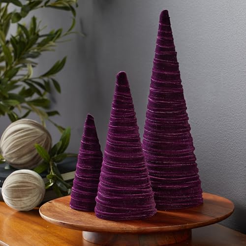 Image of Your Heart's Content Plum Velvet Trees Set of 3 (Plum)
