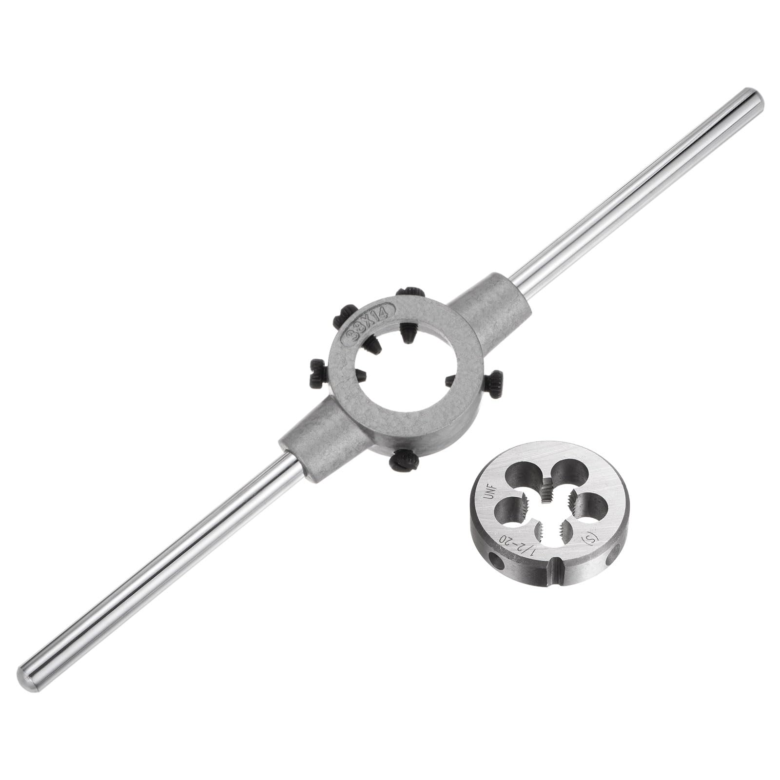 QUARKZMAN Juego de Llaves de Mango para Terrajas, Terraja Redonda 1/2-20 UNF y Porta Terrajas de 38mm (Compatible con Terrajas de 1/2"-5/8" (UNC/UNF) / Métricas M12-M14)