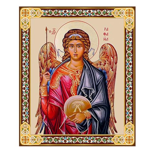 Needzo Archangel Saint St Raphael Icon The Healer Wooden Small 3 Inch