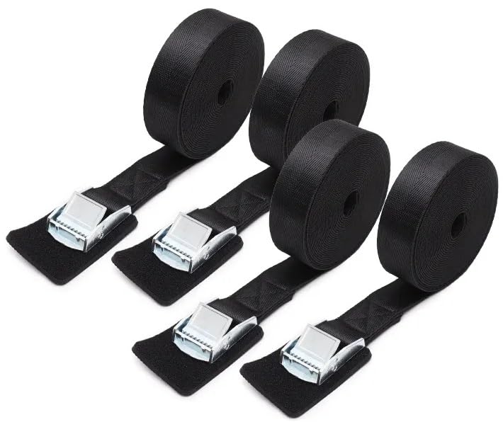 Dahr Tie Down Straps 4PCS, Heavy Duty Adjustable Cam Buckle Tie-Down Lashing Straps For Cargo, Luggage, Motorcycle, Trucks, Trailer