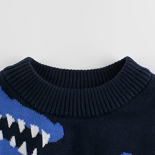 Baby Boys Knit Sweater Round Striped Cotton Cartoon Animal Pullover Sweatshirt2