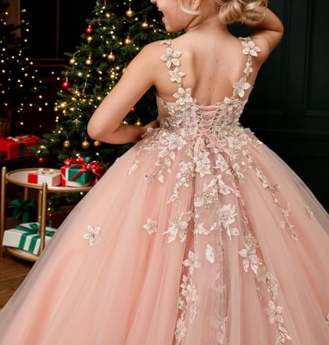 Flower Girl Dresses for Wedding Floral Tulle First Communion Dresses Princess Birthday Ball Gowns for Teens4