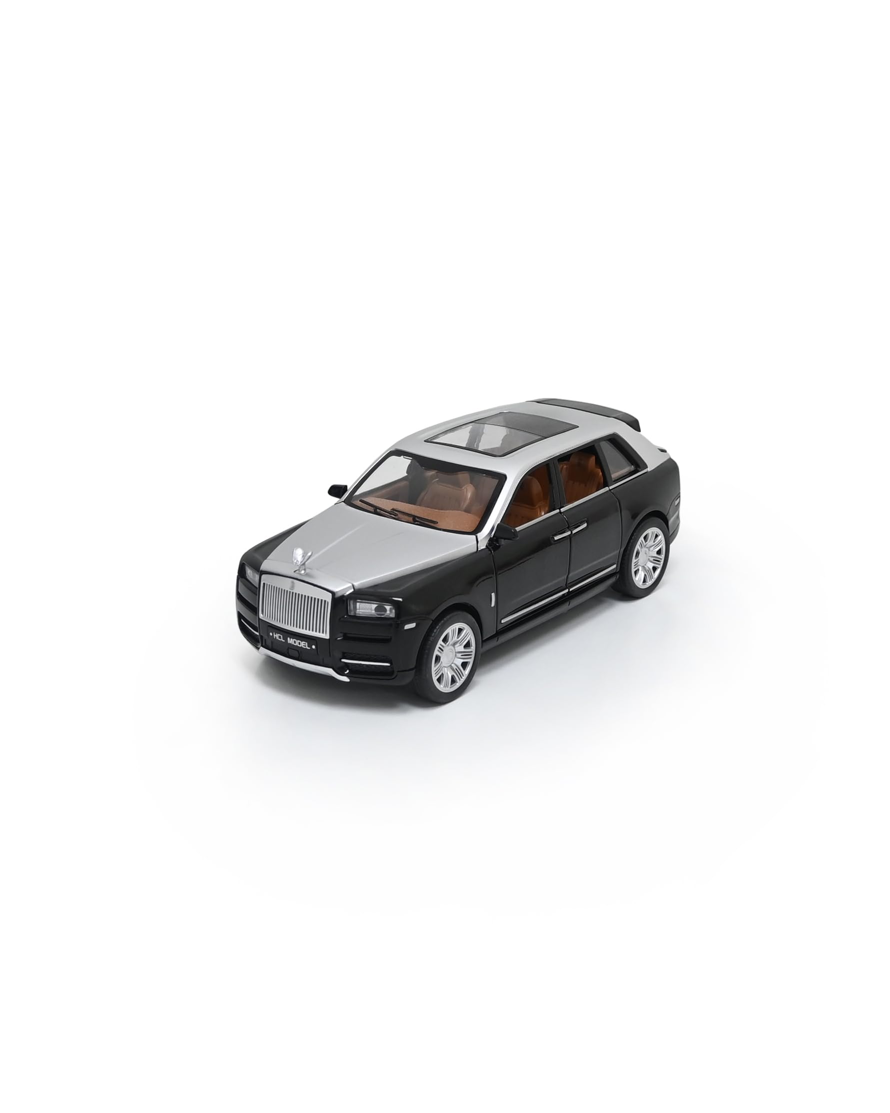 Toy Land Simulation 1:22 Scale Alloy Metal Pull Back Action Toy Die-cast Car with Sound and Light for Kids (Black/Silver)