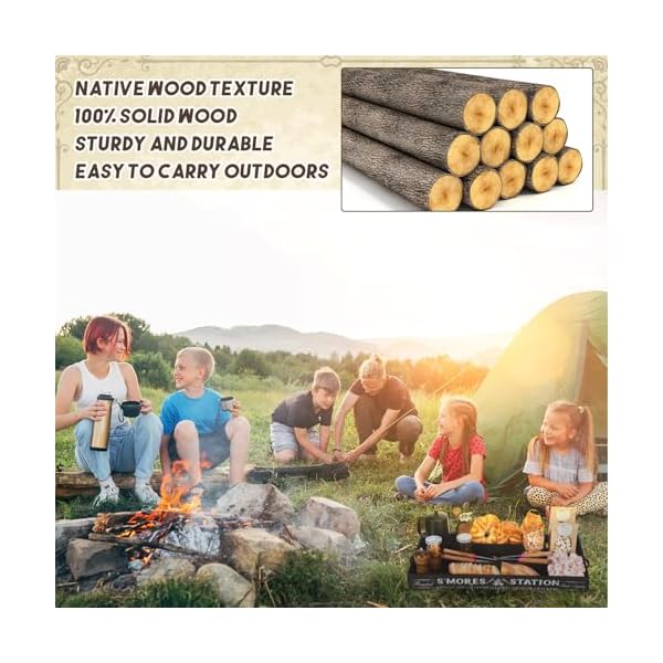   Smores-Station-Box-24-x-12-x-3-inch-Large-Outdoor-Smores-Caddy-Bar-Holder-with-Handles-Farmhouse-Wooden-Smore-Tray-Kit-Serving-Container-Organizer-Storage-for-Kitchen-Camping-BBQ-Party