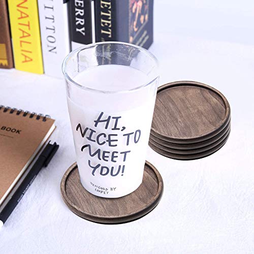 image for Walnut Drink Coasters, GOH DODD 4 Inch 8 Pieces Wood Coasters Set with