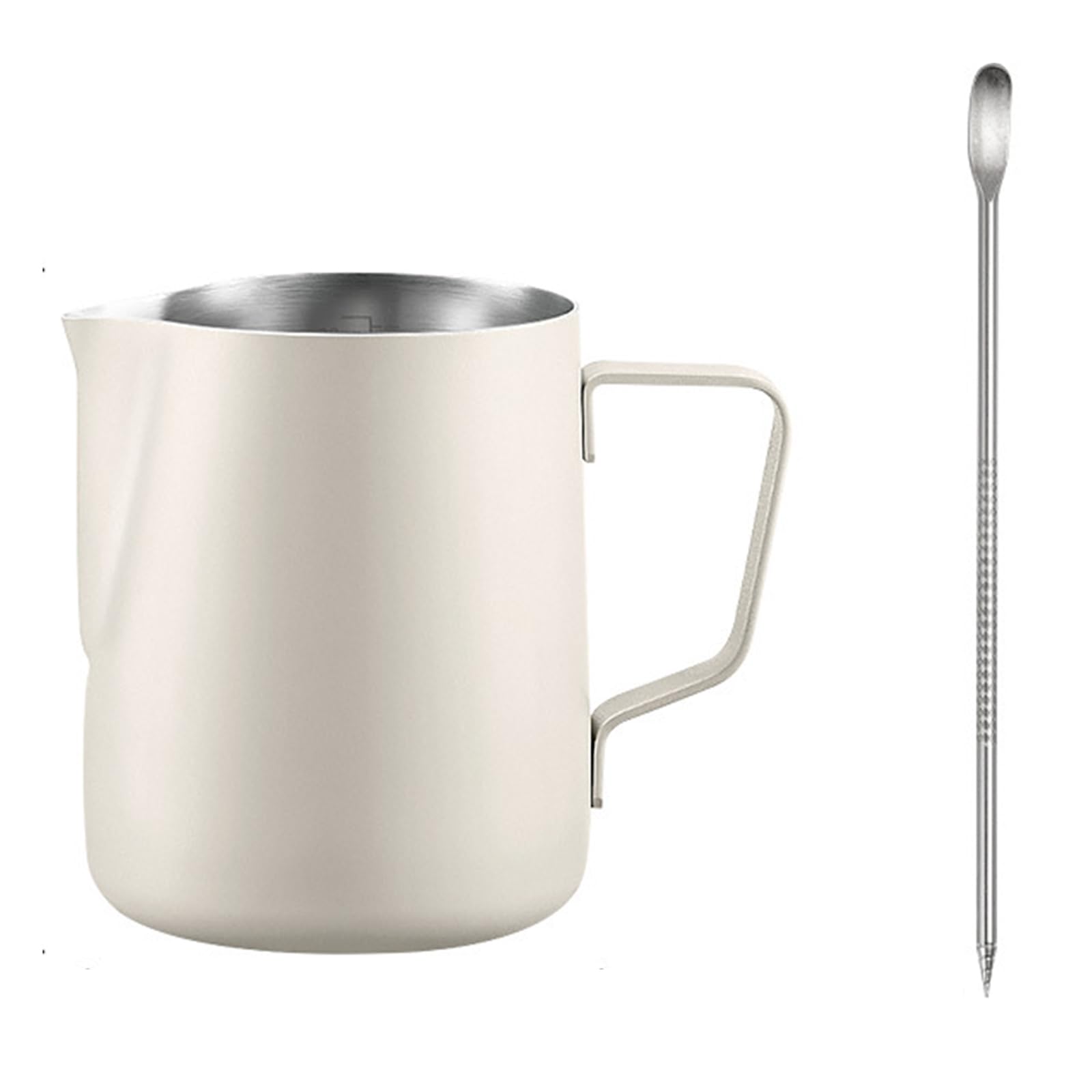 Pichet à lait en acier inoxydable beige pour cappuccino et latte