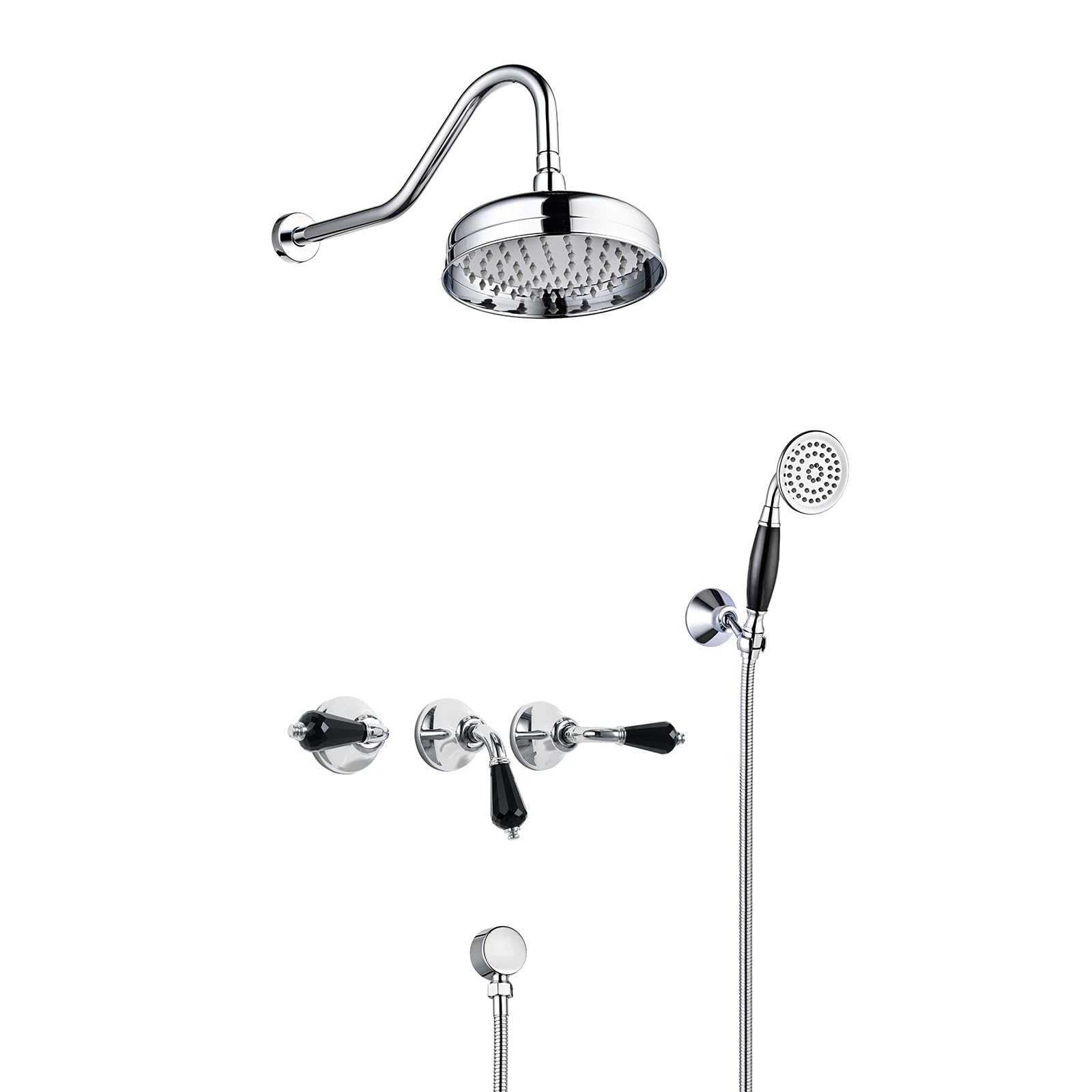 XJTNLB Miscelatore Doccia Incasso Cromato Set Doccia con Soffione e Doccetta con 2 Manopole