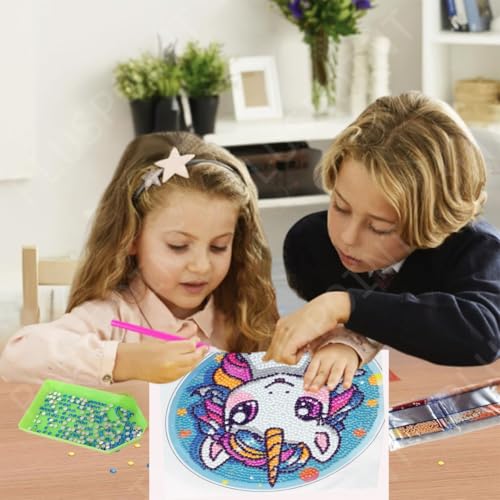 Image of PLUSPOINT 5D Diamond Gem Kits for Kids with Frame Diamond Arts and Crafts for Kids Ages 6 8 10 12 Gem Art Painting Kit Unicorn Crafts Unicorn Diamond Painting Kits for Girls