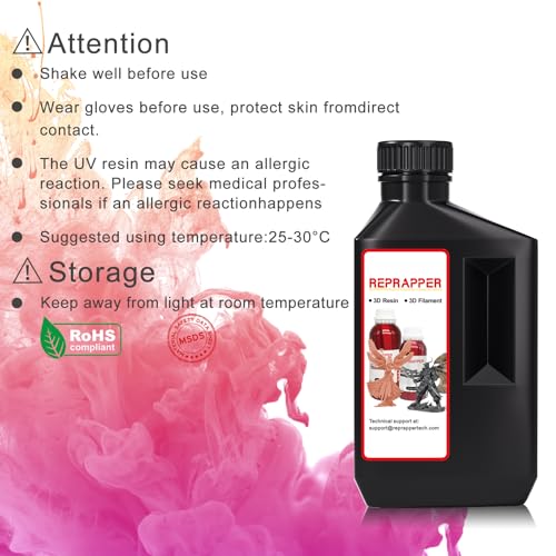 Image of RepRapper Dual Color Water Washable 3D Printer Resin, 405nm Fast UV-Curing Color Change 1kg 3D Printing Photopolymer Sensitive Resin for LCD Printer, Purpleish Orange 1000g
