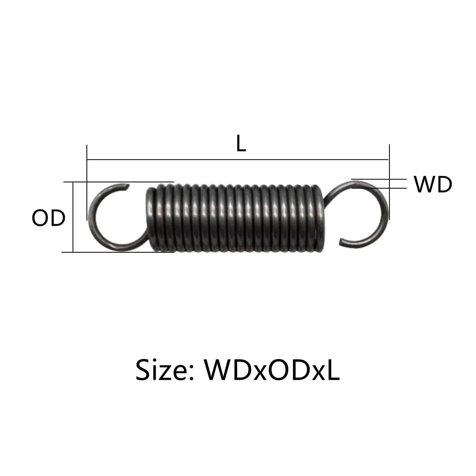 2pcs Ressorts d'extension crochet S ouvert, WD 4mm, OD 41mm, L 400mm