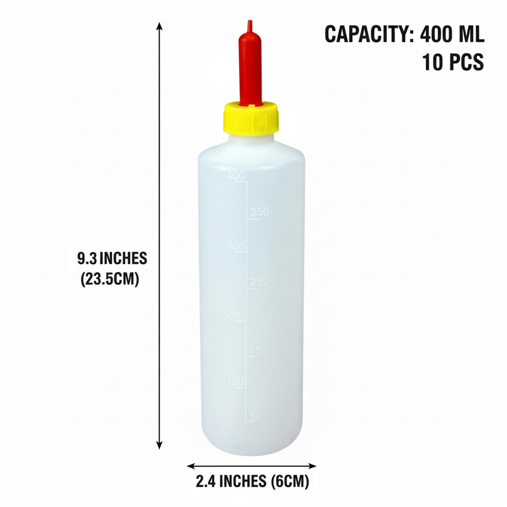 Goat Feeder Lot de 10 biberons pour chèvre 400 ML, biberon avec tétine résistante aux morsures et Marques de Mesure claires pour agneaux, Chiots, biberon d'alimentation du bétail