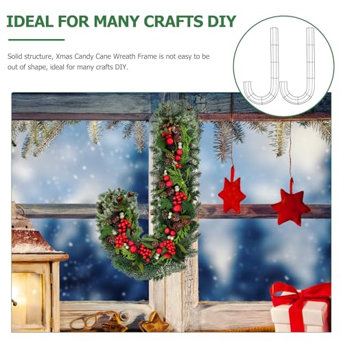 Christmas Candy Cane Shaped Wire Wreath Frame Metal Floral Flower Wreath Frames Form J Letter Making Rings for DIY Christmas New Year Party Home Outdoor Ornaments Decor 15 Inch, 2 PCS by NOLITOY - Used condition - Image 9