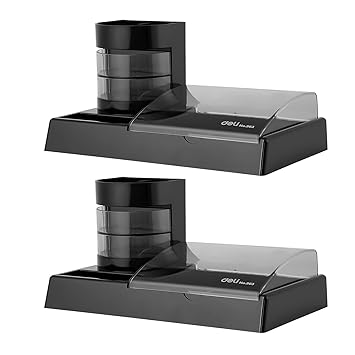 deli W903 Desk Organiser with Drawer Multifunctional Desk Organizer 9 Compartment Pen Pencil Holder Storage Shelf & Display Stand for Home Table Office Accessories – Black Pack of 2 - image, photos