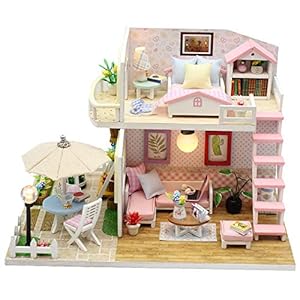 3D Princess Cabin Hand-assembled House, Wooden Miniature Handmade Dolls House Handcraft Bedroom Furniture Dollhouse for Children Birthday Gift