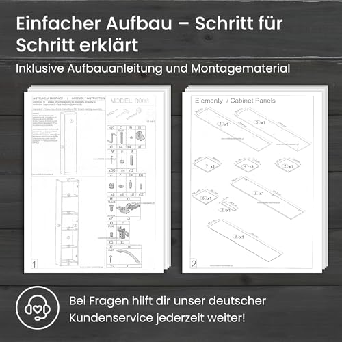 Home Collective Regal mit 5 Ebenen in mattem Finish Aktenschrank mit 4 Einlegeböden und 1 Tür, Standregal 39 cm breit mit hochwertigen Polymergriffen ideal für Schlafzimmer Wohnzimmer Flur Büro Weiß