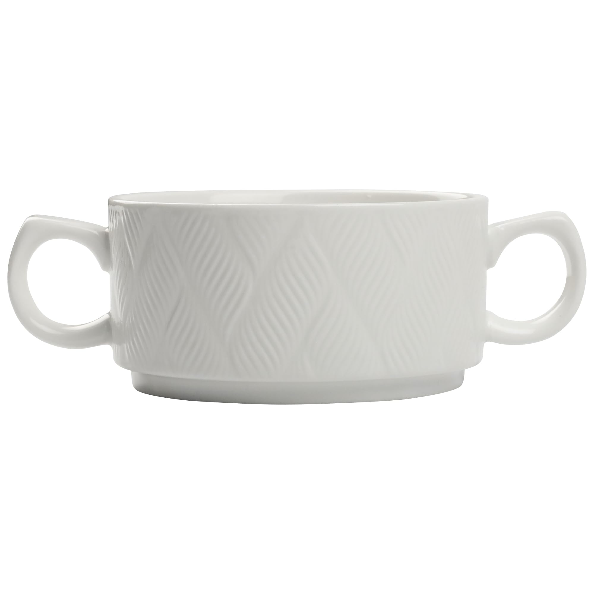 6 x Suppenschalen aus Keramik - 300 ml - Weiß Suppenschüssel mit Griffen Set von 6 - Suppenschüsseln für Suppe, Müsli, Ramen - Suppenteller - Suppentassen - Müslischalen