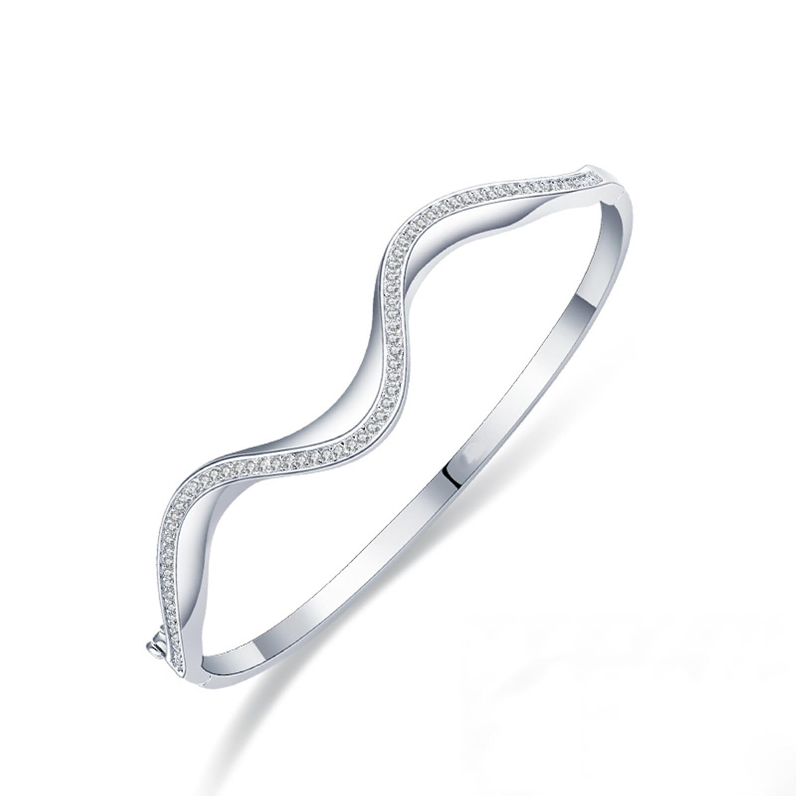 Pulseras de la amistad onduladas para mujer con diamantes creados, pulsera de platino para ella, oro blanco de 9/14/18 quilates y PT950