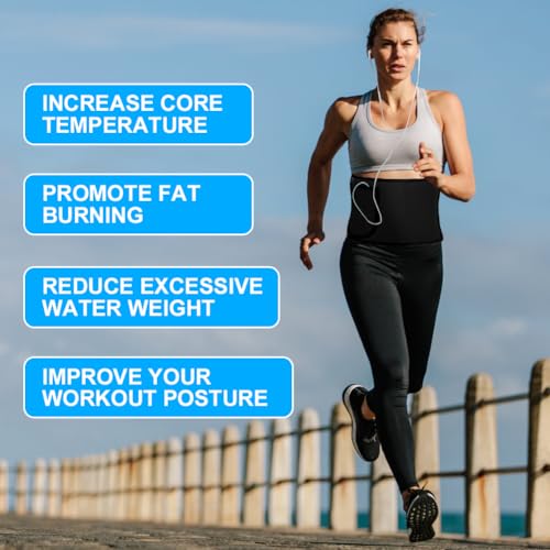 ACWOO Bauchweggürtel Herren Damen, Hula Hoop Gürtel, Waist Trimmer, Fitness Gürtel Verstellbarer, Bauchgürtel Neopren Nano Silber, Sweat Belt Waisttrainer, Rückenbandage, Sportgürtel(Schwarz)