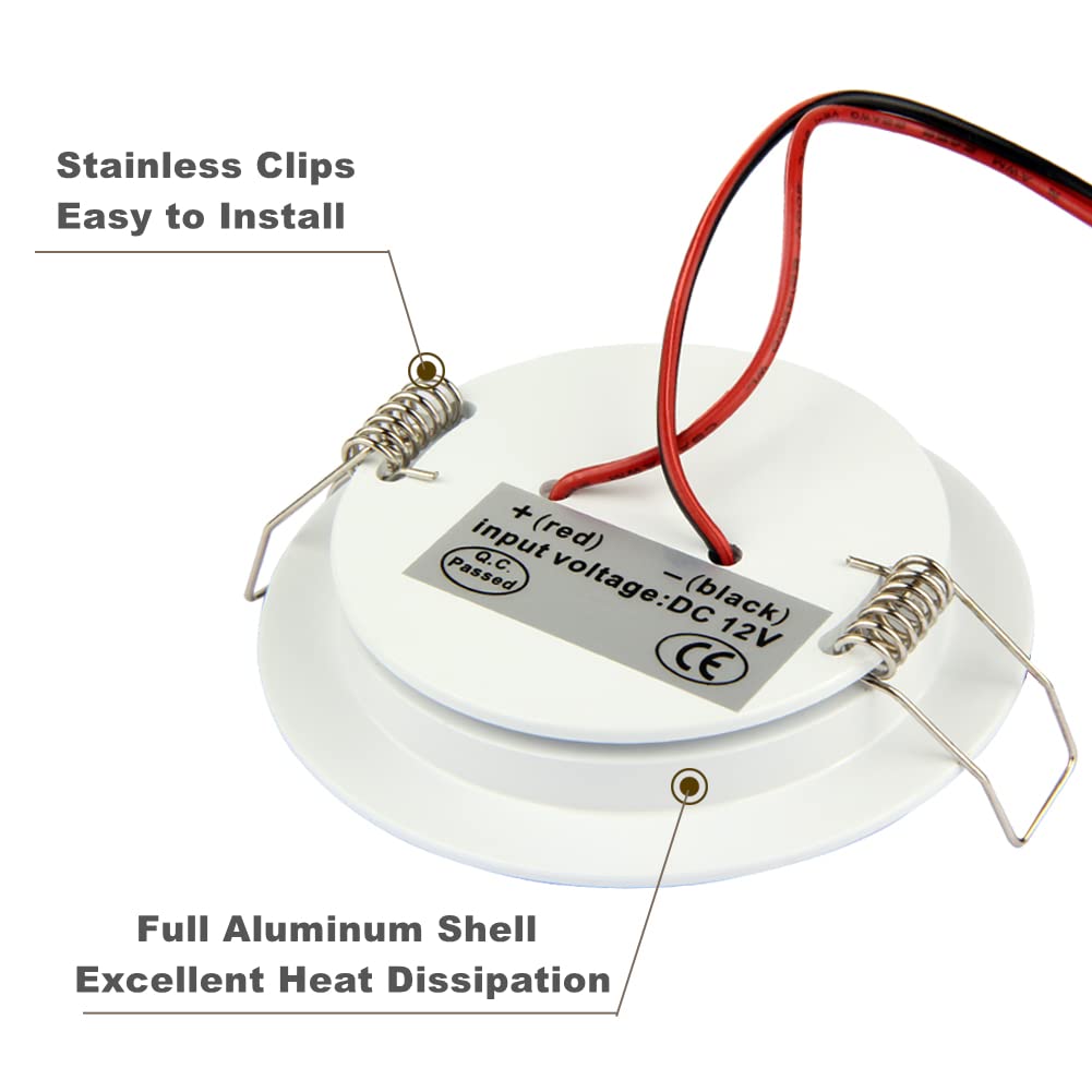 acegoo 4 x foco empotrable LED techo 12V autocaravana barco downlight blanco regulable 3W 3200K blanco cálido para caravana camper furgoneta mueble iluminacion