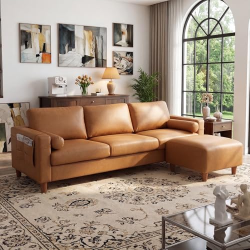 Reviews de Sofas Economicos al mejor precio. 43 Vesgantti - Sofá de Piel sintética de 100 Pulgadas con otomana móvil, Sofá modular Moderno de 3 plazas en Forma de L con Bolsillo Lateral, cómodo Sofá seccional Moderno de...
