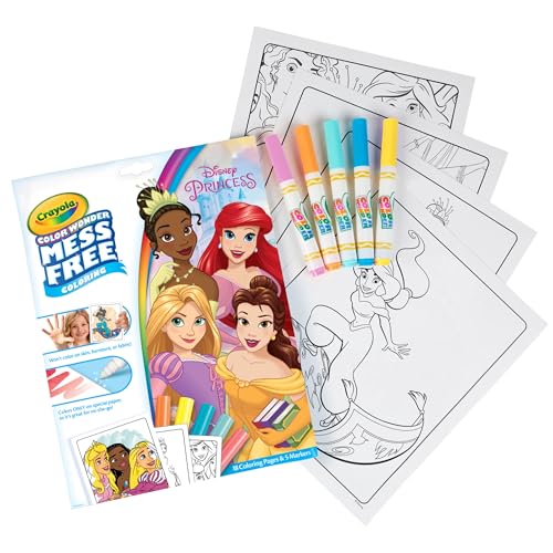 Image of Crayola Color Wonder Disney Princess Mess Free Coloring Set,18 Coloring Pages and 5 Markers, No Mess Kids Art Supplies Gift for Girls & Boys Ages 3+, Washable Coloring Kit