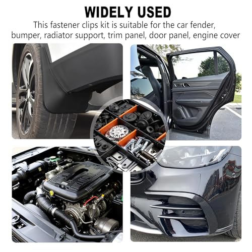 Image of 130Pcs Fender Fastener Screw & U Nut Clip Kit, Automotive Clips Fasteners Assortment, Universal Car Body Clips and Screws for Bumper Fender Trim Panel Engine Under Cover