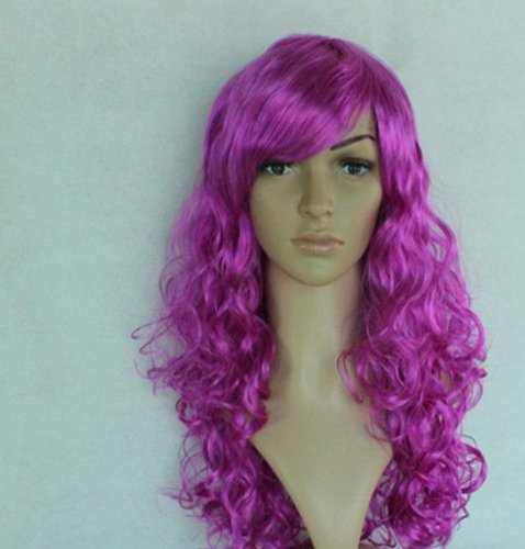 100% Heat Resisting Synthetic Fiber Girls Long Curly Cosplay Party Wavy Wig 50cm