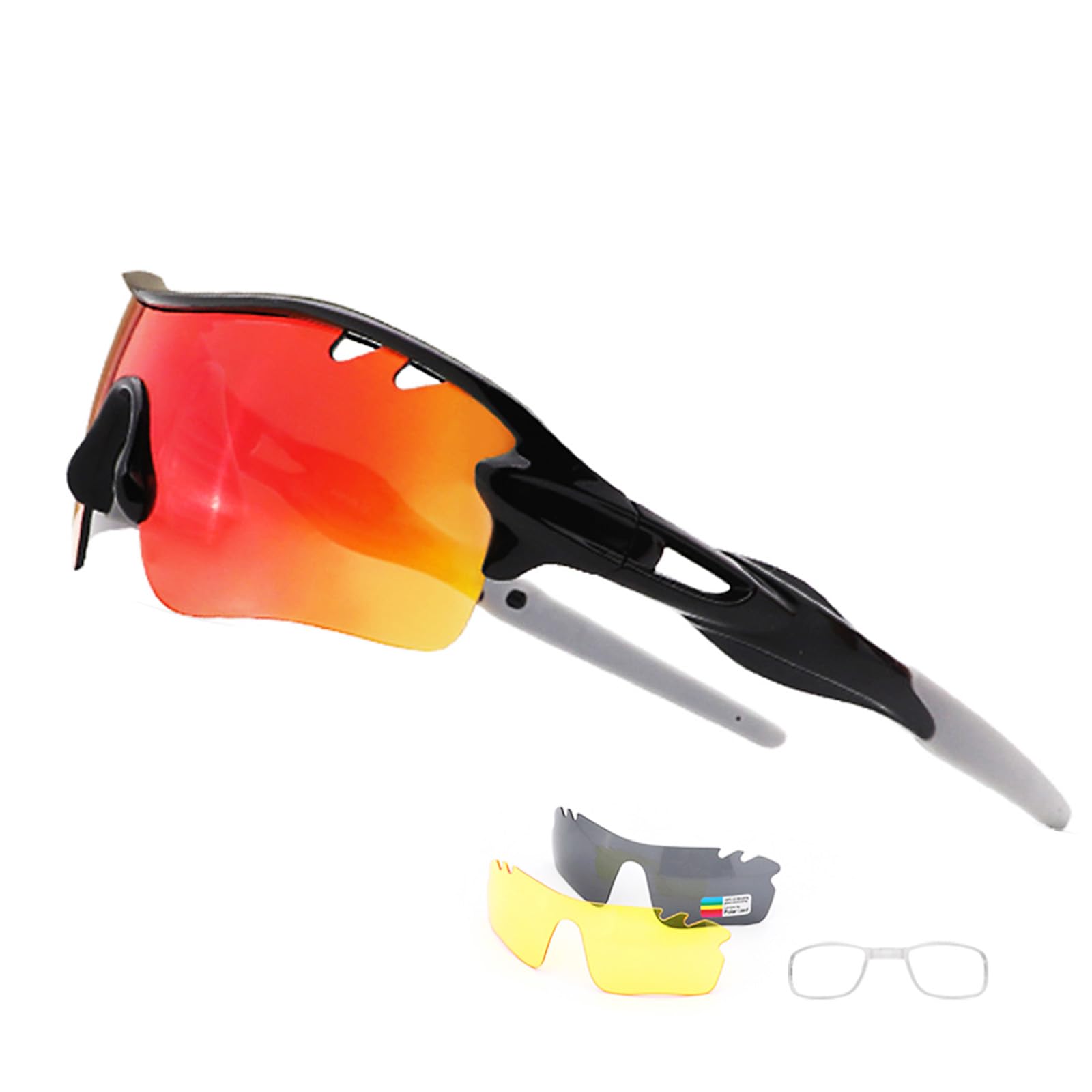 Kinder Fahrradbrille Alter 8-12 Jahre Polarisierte Sportsonnenbrille UV400 Schutz 3 Gläser Leicht
