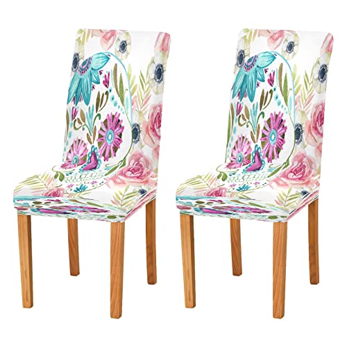 Alaza Watercolor Mexican Sugar Skull Flowers Day Of The Dead Dining Room Chair Slipcovers Dining Chair Covers Parsons Chair Slipcover Office Chairs Stretch Chair Covers For Dining Room #TOP29