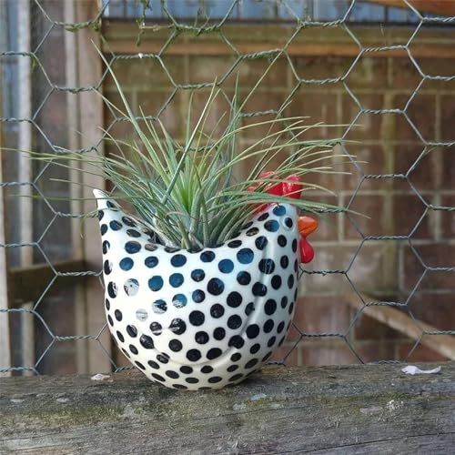 TAGXPBW Funny Chicken Flowerpot Ornament, Chicken Planter Succulent Planter, Farm Table Decor, Artificial Indoor Outdoor Garden Pot Decor (White)