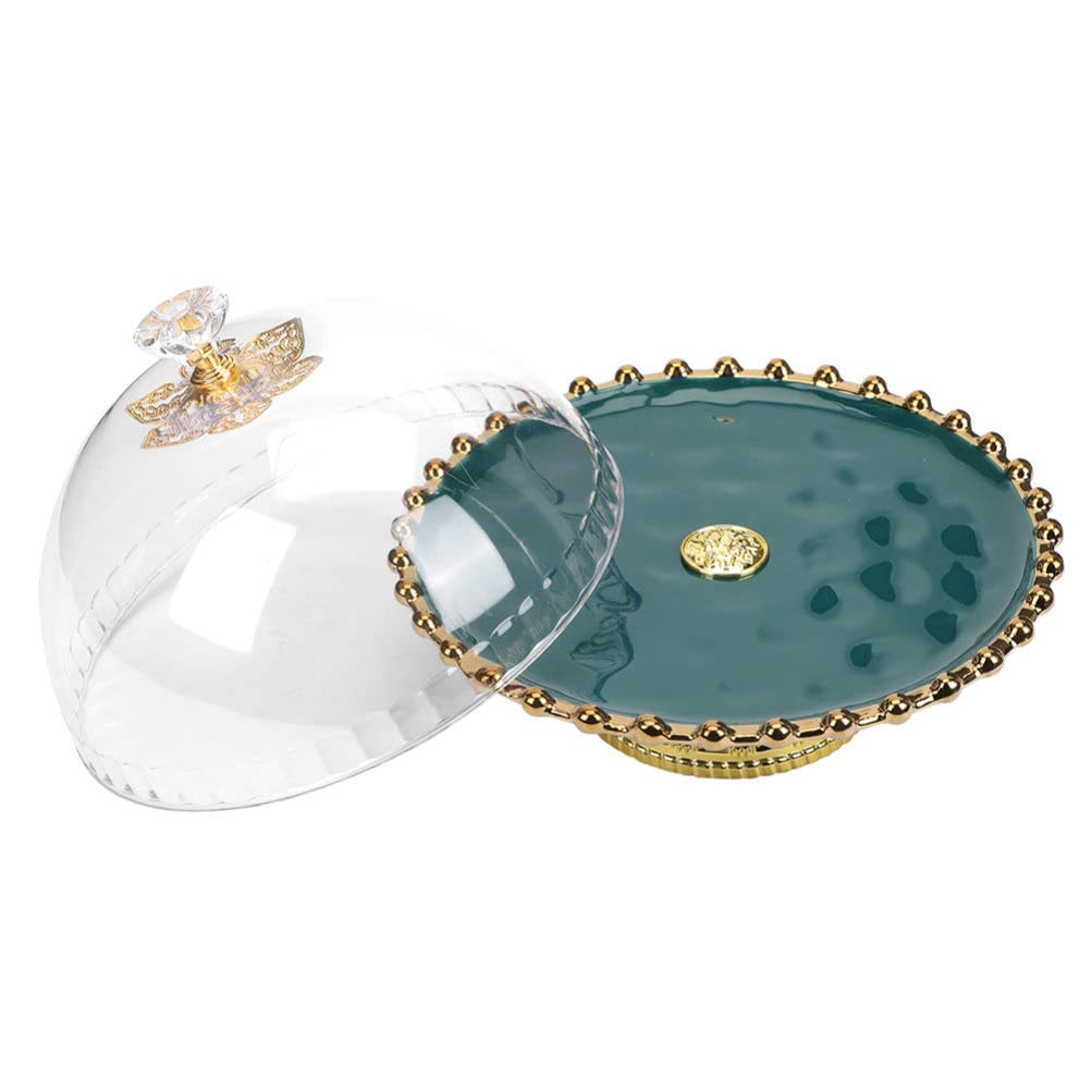 Alzata per torte in ceramica, piatto da portata con coperchio a cupola, supporto per torte e dessert, per feste e matrimoni, 24,5 cm