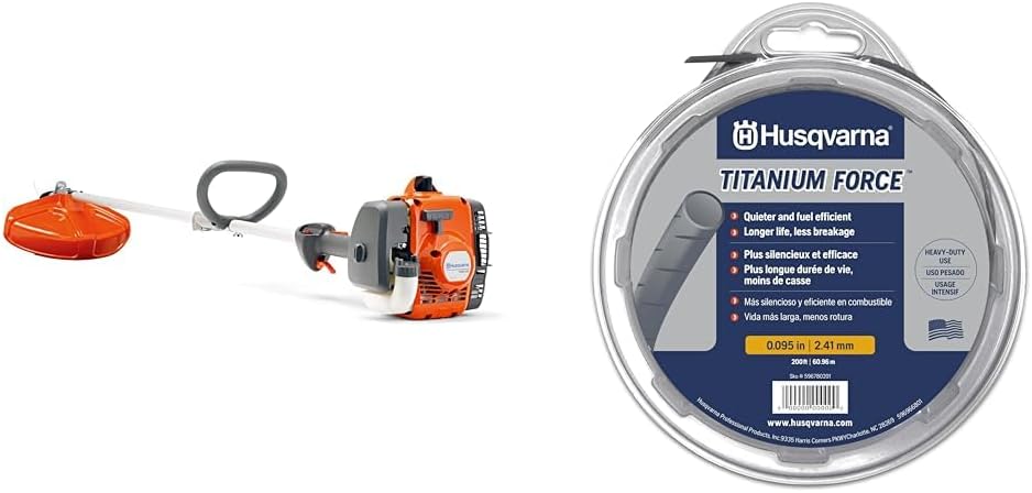 Husqvarna 122LK 17-inch 22-cc Gas Trimmer and 140-Foot .095-Inch Titanium Force Trimmer Line Bundle
