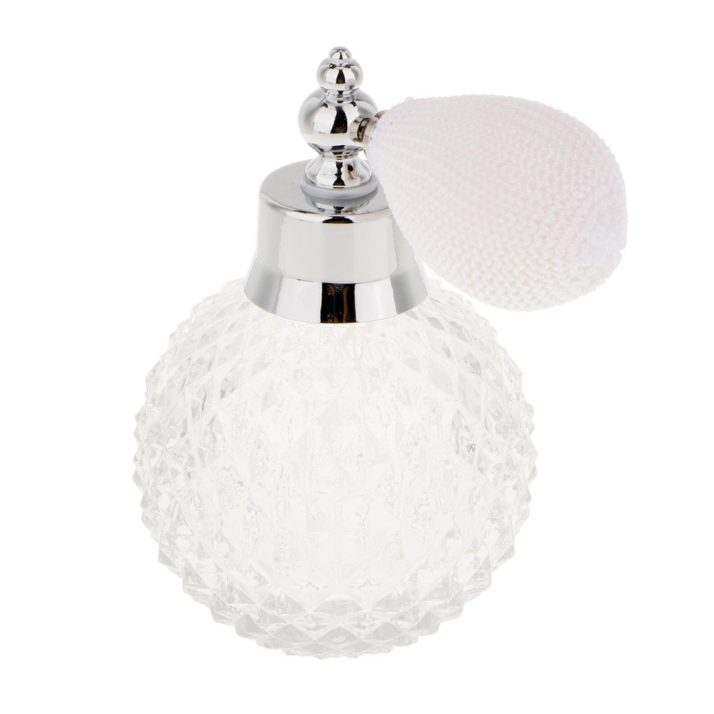 Parfümflasche Kristall Parfumzerstäuber Glasflakon Zerstäuber Duftflakon Wiederbefüllbar Aus Glas mit Eleganter Kristalloptik 100ml für Kosmetiktisch, Klar